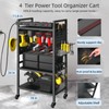zsttion Power Tool Organizer Cart with Charging Station, 4-Tier Rolling