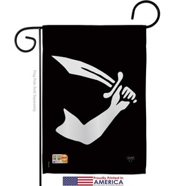 Thomas Tew Garden Flags Pack Coastal Pirate Ship Skull Treasure Map Carribean Jolly Blackbeard Jack Support Our Troops Small Decorative Gift Yard House Banner Made In USA 13 X 18.5