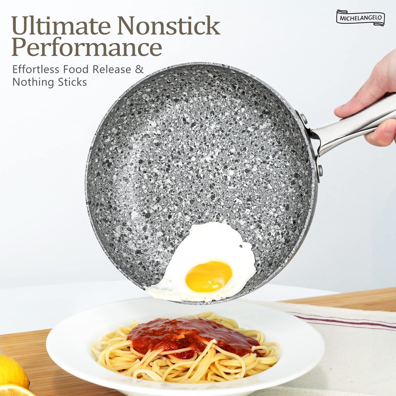 MICHELANGELO Frying Pans Set with 100% APEO & PFOA-Free Stone