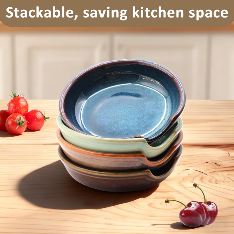 4 Pack Ceramic Spoon Rest for Stove Top, Heat-Resistant Spoon