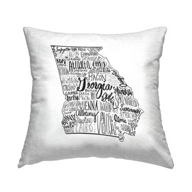 Stupell Industries Georgia State Cities Whimsical Typography Shape Outdoor Printed Pillow, 18 x 18, Black
