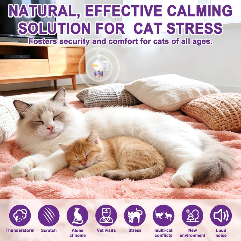 9-In-1 Advanced Cat Pheromone Calming Diffuser 180 Days (3 Plugs+6
