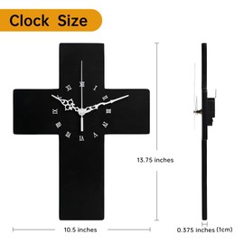 Crucifix Wall Clock, Gothic Cross Wall Clock - Gothic Decor Wall Hanging Clock for Living Room, Bedroom or Office - Black - Wooden-Silent Non-Ticking