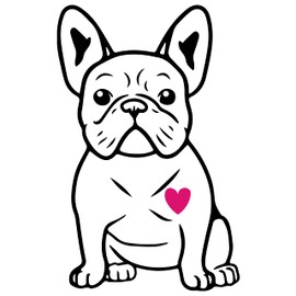 United by Color French Bulldog Sticker 5-by-3 Inches - Strong Adhesive Waterproof Frenchie Car Decal - Transparent and Used for Car, Laptop, Water Bottle, Wall