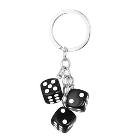 Dice Keychain Colorful Resin Dice Cube Key Chain for Women Bag Purse Wallet Car Keyring Jewelry-Black