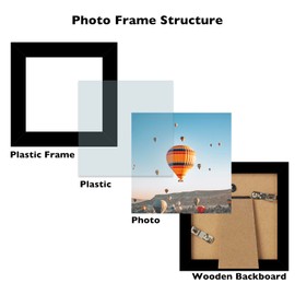 JCJMY 8x12 Picture Frame Set of 4 Black for Wall Hanging or Tabletop- Wall Mounting Horizontally or Vertically, 8 x 12 Wall Gallery Poster Photo Frames for 8 by 12 Photo,4 Pack, Black