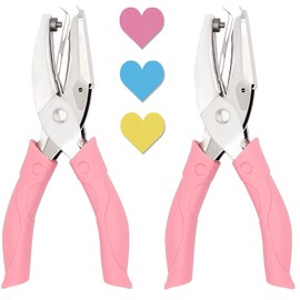 2 Pack 1/4 Inch Heart Shaped Metal Single Handheld Hole Paper Punch Punchers with Soft-Handled for Tags Clothing Ticket