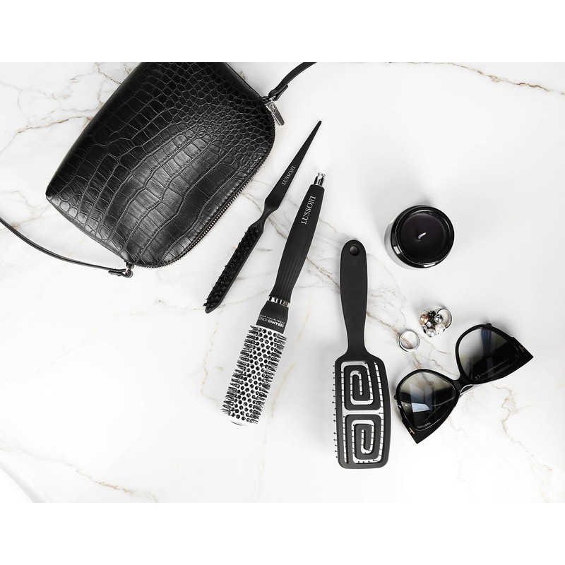 T4B LUSSONI Flexible Hair Brush, Detangling Brush, Antistatic Styling Brush,