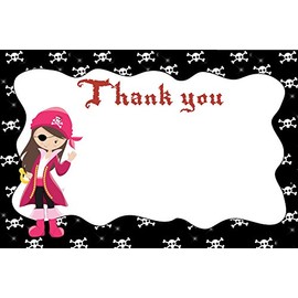 30 Blank Thank You Cards Notes Girl Pirate Baby Shower Birtdhay + 30 White Envelopes