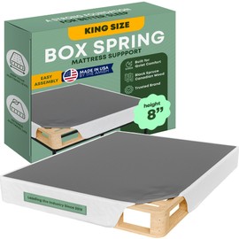 Greaton, 8” King Box Spring for King Bed – Amish-Made in The USA – Solid Wood Box Spring Mattress Foundation with Stable & Quiet Support – Flat-Packed & Easy Assembly – White