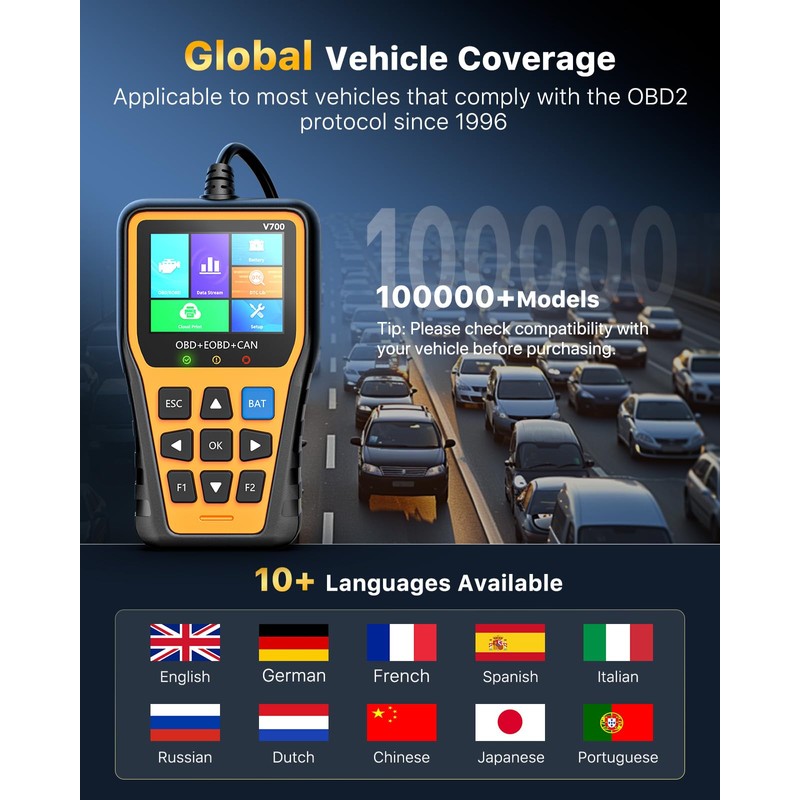 OBD2 Scanner - Enhanced Fixd Car Diagnostic Tool with Battery