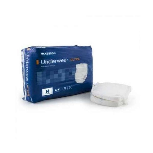 MCK Brand 83873100 Absorbent Underwear Mckesson Pull On Medium Disposable Ultra Absorbency Uwbmd Box Of 80 by McKesson