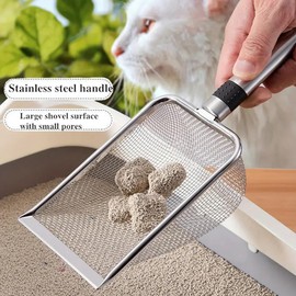UQMIQURA Stainless Steel Cat Scoop for Cat Litter Tray, 3.8 mm Pore Size Cat Litter Scoop Made of Metal, Non-Stick Cat Litter Scoop, Cat Litter Scoop Aluminium Alloy, Cat Scoop for Cat Litter Tray