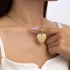 2pzs Collar Dije Corazón Para Parejas Fotos Acero Inoxidable Oro