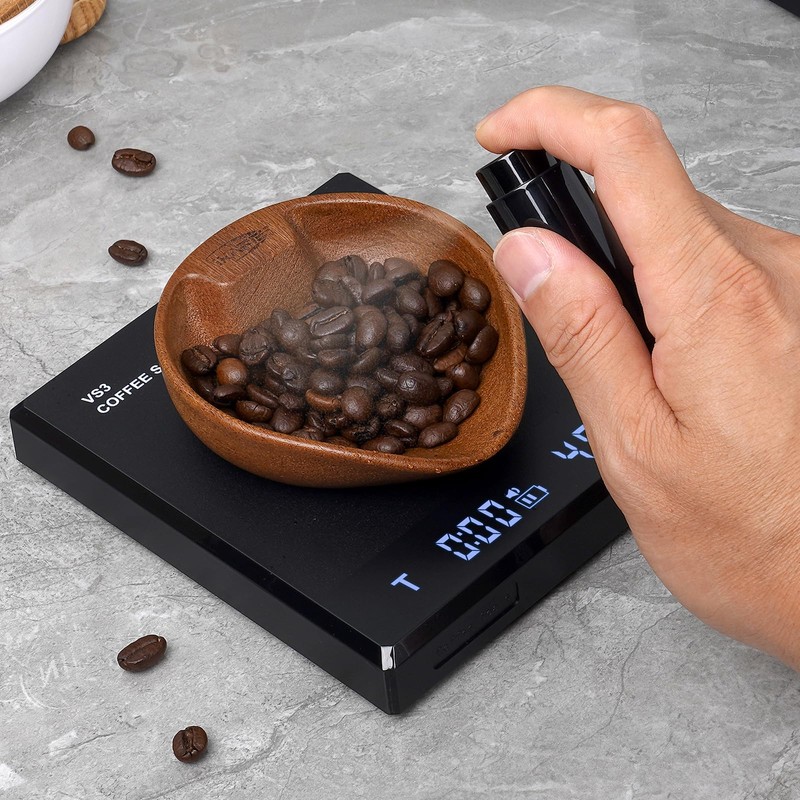 IKAPE Wooden Coffee Bean Dosing Cup and Spray Bottle Kit