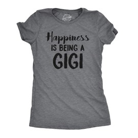 Womens Happiness is Being A Gigi T Shirt for Grandma Funny Grandmother Funny T Shirts Mother's Day Tops for Women Cool Grandpa Top Women's Dark Grey XL