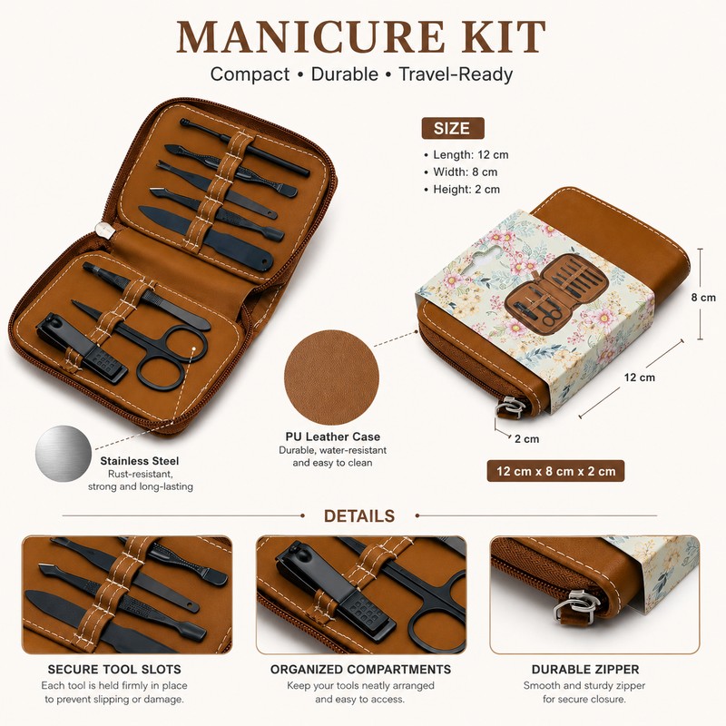 8-Piece Manicure and Pedicure Kit for Nail Grooming – Stainless