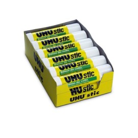 UHU Glue Stick, 0.74oz White, Washable Glue Stick Sticks Immediately, Perfect for School, Screw on Cap, Pack of 12, 9U 99649