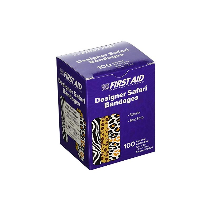 Safari Bandages, 3/4"x3", 100 Stat-Strips, Great for Kids & Adults