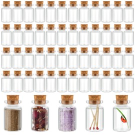 Gerrii 100 Pcs Mini Glass Bottles Small Glass Jars with Wood Cork Stoppers Tiny Wishing Bottles Decorative Spell Potion Jars Sand Art Bottles Message Bottle for Wedding Baby Shower DIY Craft (20ml)