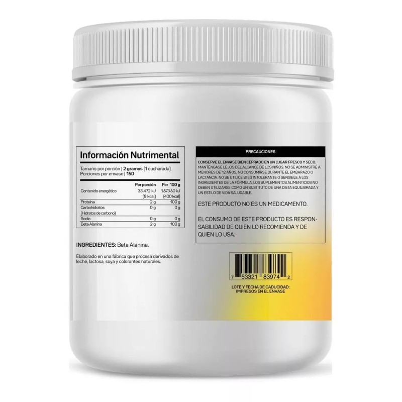 Primetech Nutrition Beta Alanina Suplemento Primetech B-alanina 150 Porciones Sabor