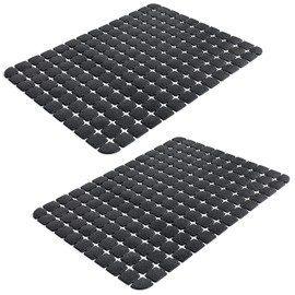 OTHWAY 2 Pack Sink Mats for Kitchen Sinks, 40x30cm Sink Protectors for Bottom of Kitchen Sink, Dishes and Glassware drain Mat (Black)