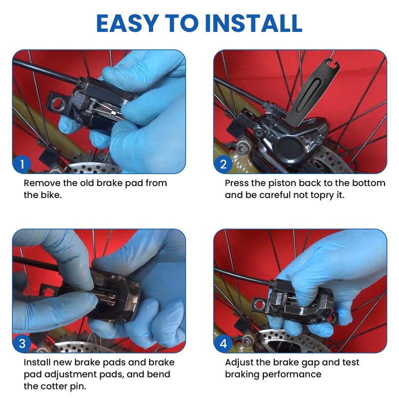 MILYARD 4 Pairs Bike Disc Brake Pads with Installation Tools,