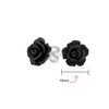 Soft Black Rose Flower Stud Earrings Resin 925 Sterling Silver