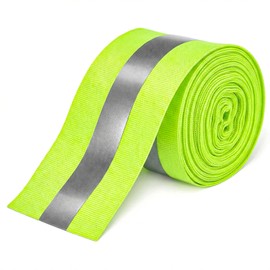Reflective Tape Strip Sew On 2'' x 33ft High Visibility Fluorescent Tape with 2 cm Width Silver Reflective Ribbon Safety Warning Webbing for Raincoats, Clothing, Bags, Cycling (Fluorescent Green)