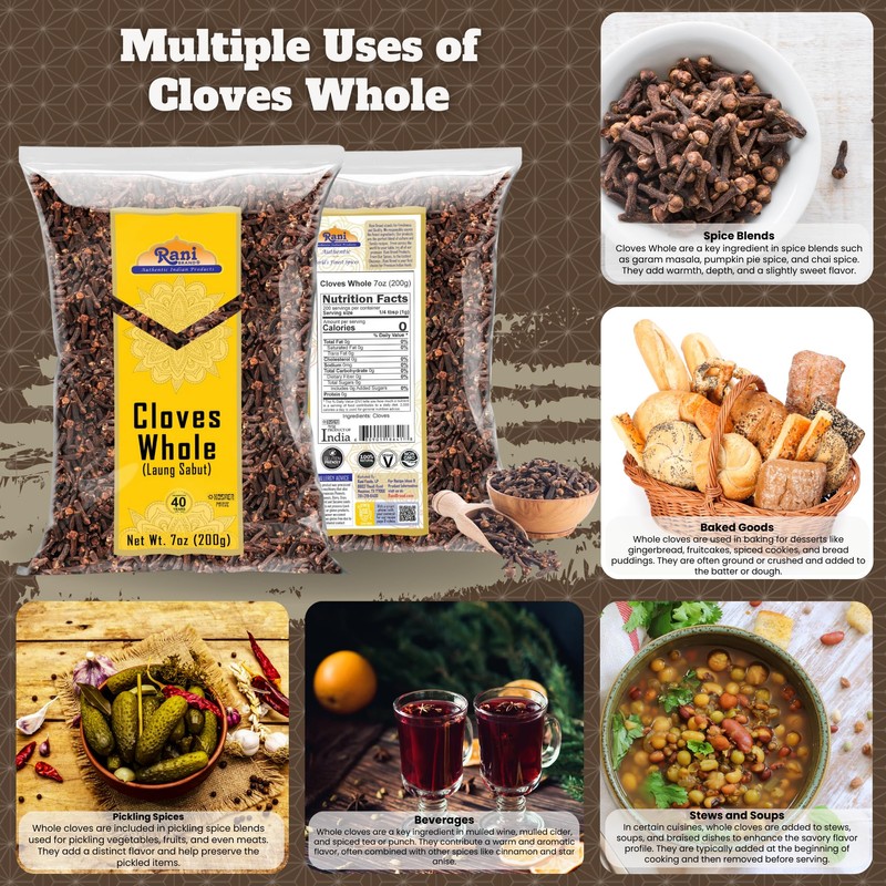 Rani Cloves Whole (Laung) 7oz (200g) Great for Food, Tea,