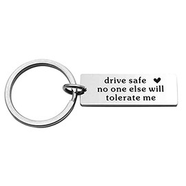 Husband Dad Couple Gifts Keychain, Drive Safe No One Else Will Tolerate Me Keychain Birthday Fathers Day Christmas Valentines Gifts for Dad Husband Boyfriend Girlfriend