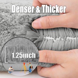 Ultra Thick Bathroom Rug Mat Non Slip Bath Mat Highly Absorbent Rug for Bathroom Super Soft Bath Rug Microfiber Shaggy Carpet Floor Mat for Washroom Bathtub Shower (16" x 24", Light Grey)