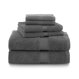 Martex 6-Piece 100% Ringspun Cotton Towel Set | Quick Dry | Super Absorbent & Soft | Lightweight | 2 Bath Towels | 2 Hand Towels | 2 Wash Cloths | Dark Grey