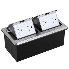 WEBANG Dual Pop-Up Floor Box Electrical Kit, 20A Tamper-Weather Resistant Duplex Receptacle Outlet, Corrosive Resistant Hardware, with Watertight Gasket, Brushed Nickel