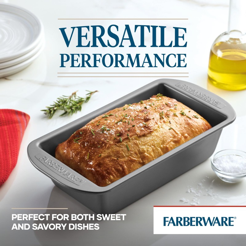 Farberware Nonstick Bakeware 9-Inch x 5-Inch Loaf Pan, Gray -