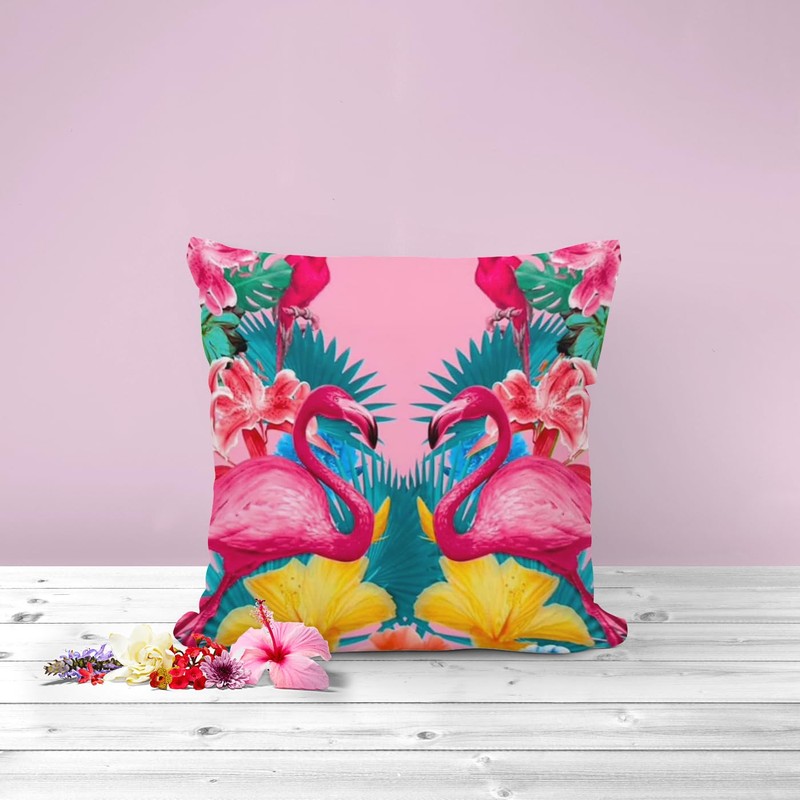 The Beach Stop Decorative Floral Flamingo Bird Scatter Cushion Cover