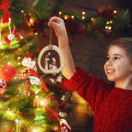 Hebaogugu Christmas Ornaments 2024 Christmas Nativity Scenes, Jesus Birth Scene Resin Tabletop Ornament, Christmas Pendants Decorations, Jesus Birth Statue Set for Home and Outdoor Decor