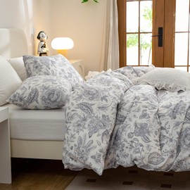BUPIRD King Size Floral Comforter Set 3 Pieces Soft Cute Vintage Floral Bedding Comforter Lightweight Garden Style King Floral Botanical Comforter Set for All Seasons 1 Comforter and 2 Pillowcases