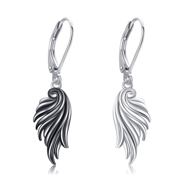 POPLYKE Angel Wing Earrings Sterling Silver Guardian Angel Wings Leverback