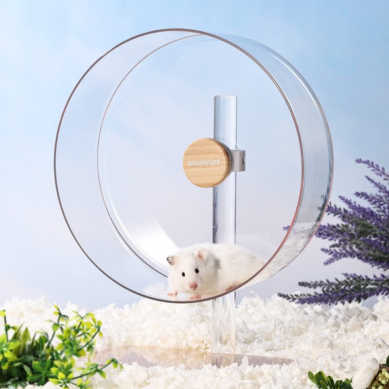 BUCATSTATE Hamster Wheel Silent 12.5inch, Acrylic Hamster Exercise Wheel with