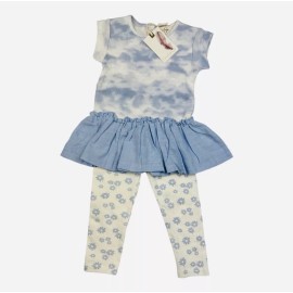 Jessica Simpson Shirt Pants Baby 12m Blue White Tie Dye Shirt & Floral Pant Set