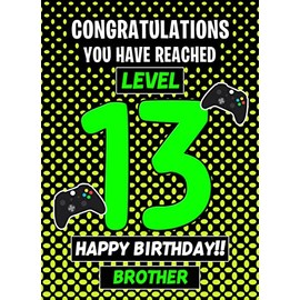 Brother 13th Birthday Card (Level Up Gamer)