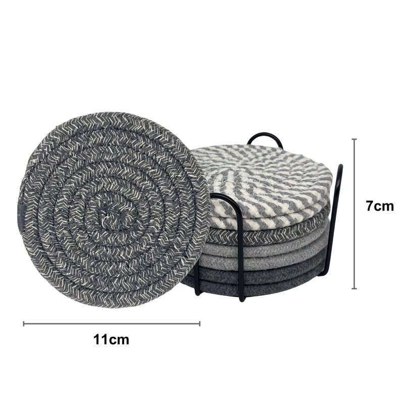 SOVIFKI コースター 吸水 スタンド付き 耐熱 コースター 布 8枚セット 直径11cm 厚手