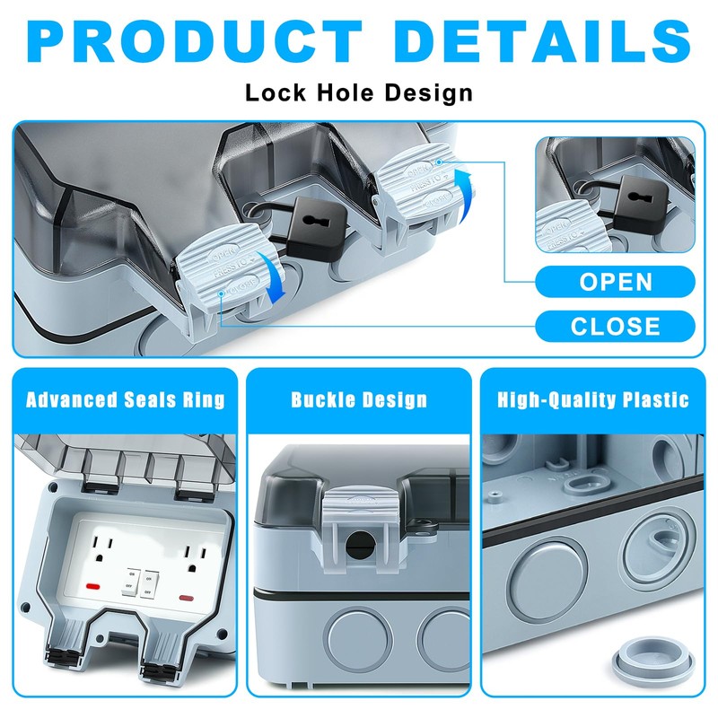 Zhushan Waterproof Outdoor Outlet Box, IP66 Electrical Outlet Box, 13A