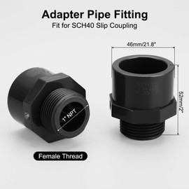 QUARKZMAN Pack of 10 1 Inch PVC Sleeve Adapter Pipe Fitting Suitable for SCH40 Slip Coupling Male to Male Thread Connector with Sealing Tape, Socket x NPT Male, Dark Grey