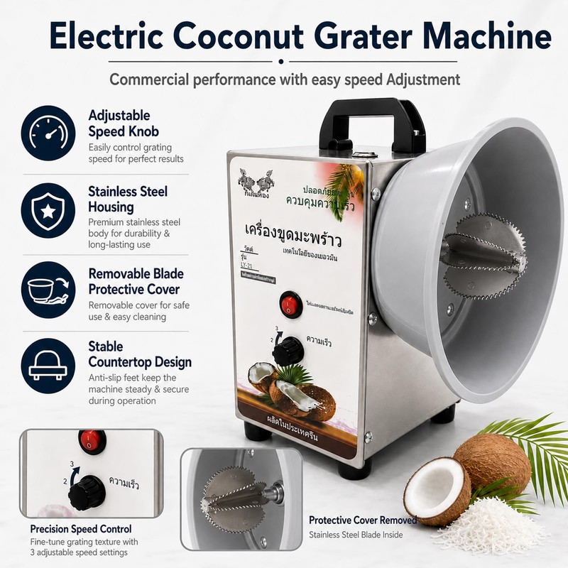 Coconut Scraper Electric 3 Speed Coconut Grater Machine Vertical Coconut