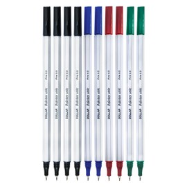 DOLLAR PointerStic Fineliner Pens, 4 x BLACK 2 x BLUE 2 x RED 2 x GREEN, Fine Point (0.3mm), Pack of 10, Precise Write Draw Sketch Colour, Ideal for Artists Architects Technical Drawing