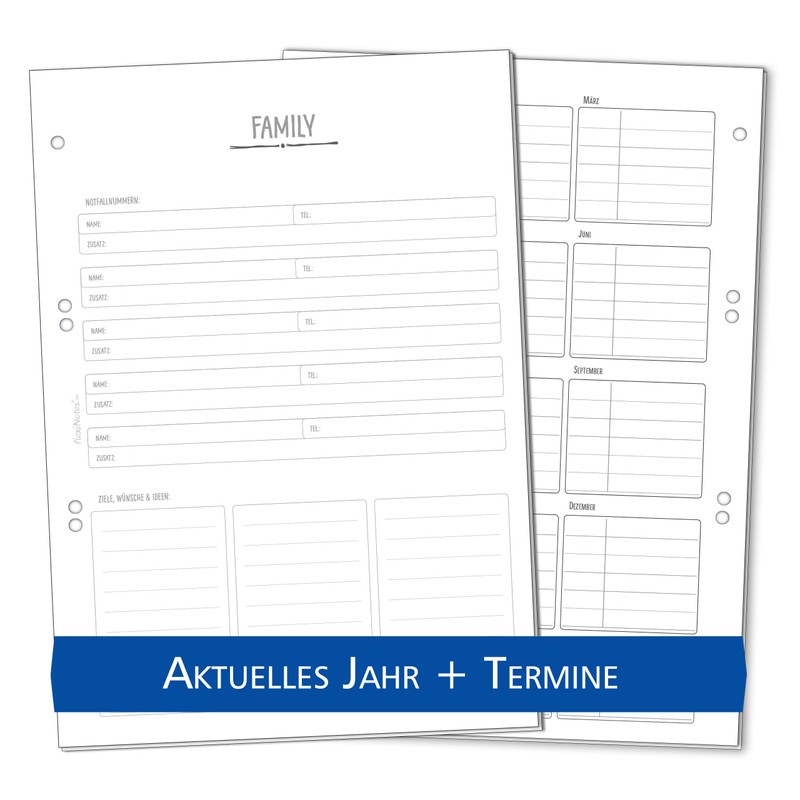 flexiNotes Weekly Calendar 2024 A5, Calendar Insert: Family, 1 Week