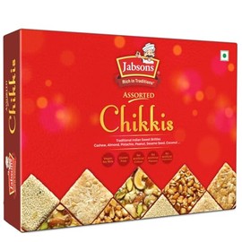 Jabsons - Assorted Chikki Premium Sweets (400g), (Peanuts, Sesame, Cashew, Almond, Coconut Brittle)
