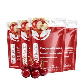 Natural Health ADLGZA  Gomitas de Vinagre de Manzana y L-Carnitina  Sabor Cereza  Sin Azúcar Añadida  4 Pack 14 gomitas cu.                           